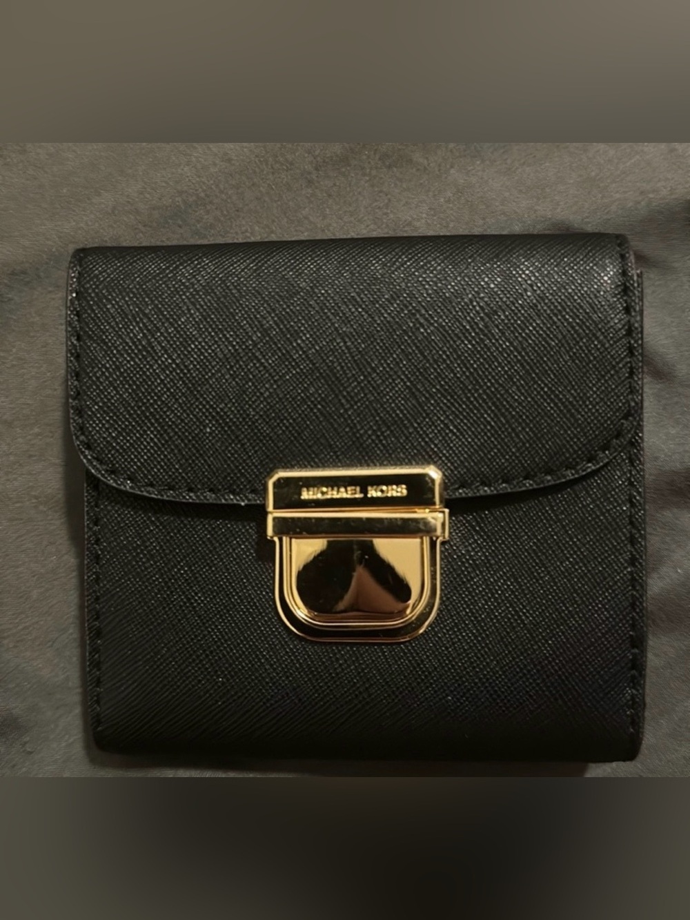 NWOT Michael Kors Black Saffiano Leather Wallet with Gold Hardware